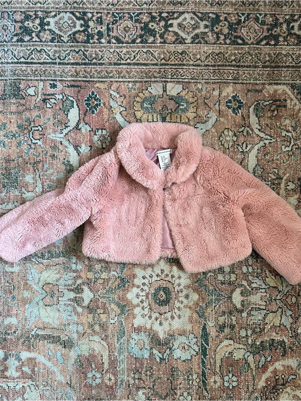 cupcakes & cashmere Plush Pink Faux Fur Kids Jacket